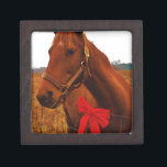 Horse with Red Bow Gift Box<br><div class="desc">Horse with Red Bow Horse with Red Bow Christmas Horse Christmas Horse Photo by Sandy Closs "Kissing under the mistletoe" , " Christmas Horse ", Mistletoe , "funny horse""horse at christmas""christmas horse", christmas, , xmas horse, horses, equestrian equine</div>