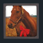 Horse with Red Bow Gift Box<br><div class="desc">Horse with Red Bow Horse with Red Bow Christmas Horse Christmas Horse Photo by Sandy Closs "Kissing under the mistletoe" , " Christmas Horse ", Mistletoe , "funny horse""horse at christmas""christmas horse", christmas, , xmas horse, horses, equestrian equine</div>