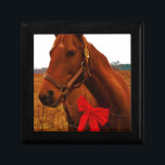 Horse with Red Bow Gift Box<br><div class="desc">Horse with Red Bow Horse with Red Bow Christmas Horse Christmas Horse Photo by Sandy Closs "Kissing under the mistletoe" , " Christmas Horse ", Mistletoe , "funny horse""horse at christmas""christmas horse", christmas, , xmas horse, horses, equestrian equine</div>