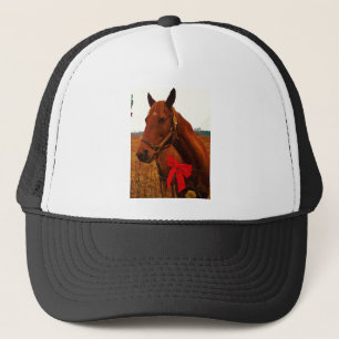 Horse with Red Bow Trucker Hat
