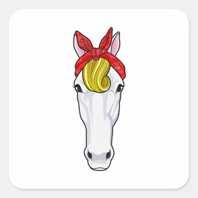 Horse with Ribbon Square Sticker (Front)