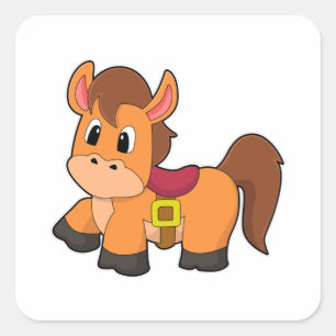 Horse with Saddle Square Sticker