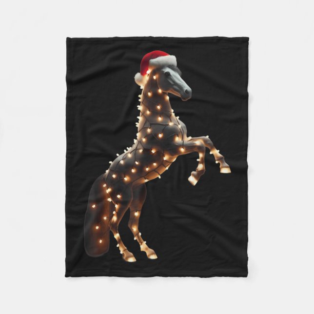 Horse With Santa Hat And Christmas Lights Lover Ow Fleece Blanket (Front)