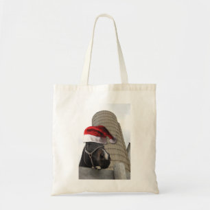 Horse with Santa Hat Tote Bag