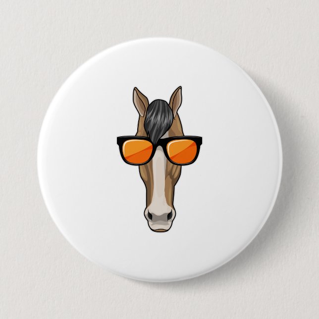 Horse with Sunglasses 7.5 Cm Round Badge (Front)