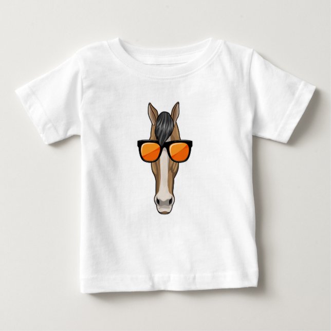 Horse with Sunglasses Baby T-Shirt (Front)