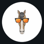 Horse with Sunglasses Classic Round Sticker<br><div class="desc">This design is the perfect gift for a birthday,  Christmas and other celebrations. It is suitable for women,  men and kids.</div>