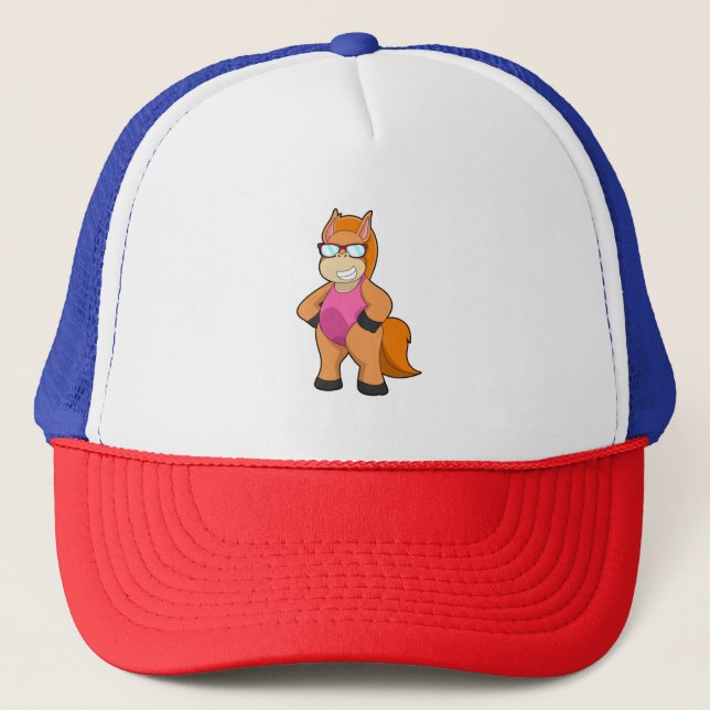 Horse with Sunglasses Trucker Hat (Front)