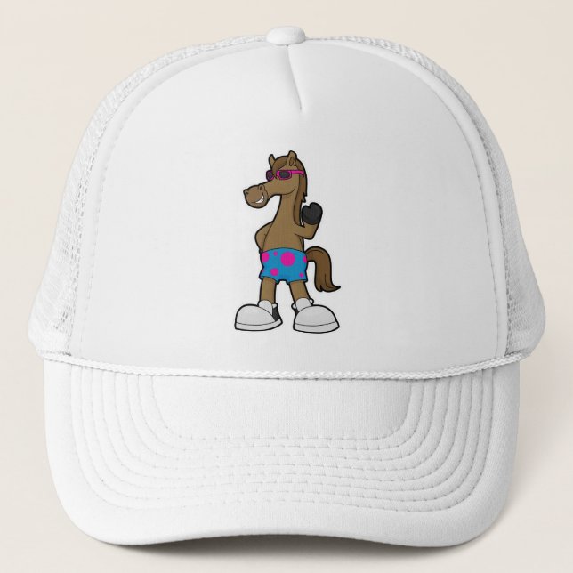 Horse with Sunglasses Trucker Hat (Front)