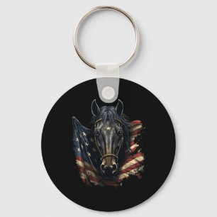 Horse With Usa Flag Horseback Riding Equestrian Fo Key Ring