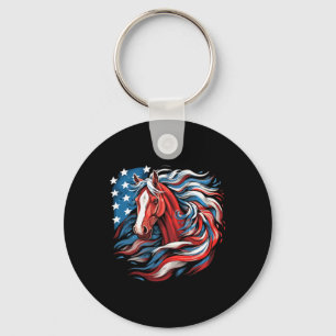 Horse With Usa Flag Horseback Riding Equestrian Wo Key Ring