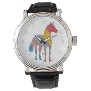 Horse wood texture colour watch