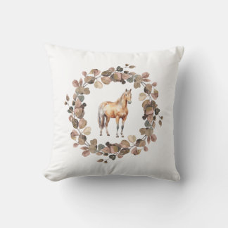 Horse Wreath Throw Pillow
