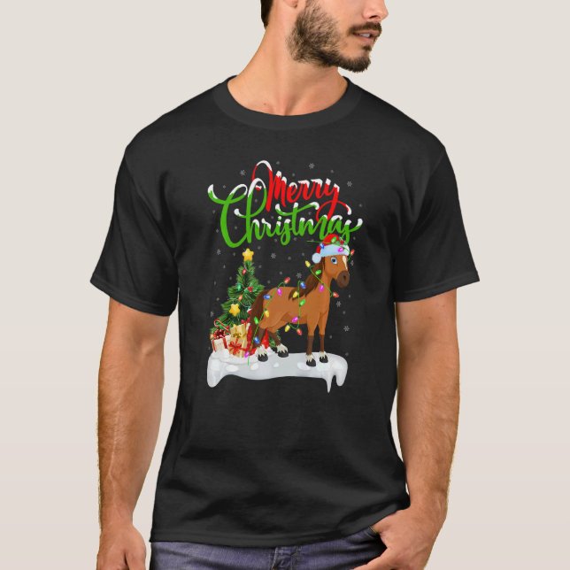 Horse  Xmas Decorations Santa Horse Christmas T-Shirt (Front)