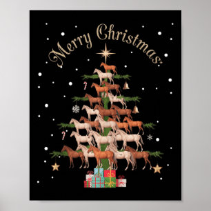 Horse Xmas Tree Horses Christmas Tree Merry Christ Poster