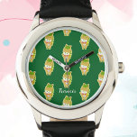 Horse Year Lucky Cute Personalized eWatch Watch<br><div class="desc">Celebrate Year of the Horse with this Watch with cute and smiling horse, who is holding a gold plate signifying wealth and prosperity, with the Chinese word “開運” meaning “Lucky” for you and your family. It could be personalized with your Name. Perfect for you, your family members, or as gift...</div>