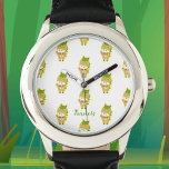 Horse Year Lucky Cute Personalized eWatch Watch<br><div class="desc">Celebrate Year of the Horse with this Watch with cute and smiling horse, who is holding a gold plate signifying wealth and prosperity, with the Chinese word “開運” meaning “Lucky” for you and your family. It could be personalized with your Name. Perfect for you, your family members, or as gift...</div>