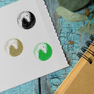 Horse Yin Yang Sign Rubber Stamp