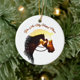 Horse You Are My Happy Place Horse Lover Female Ceramic Ornament