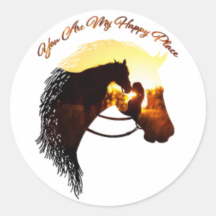 Horse You Are My Happy Place Horse Lover Female Classic Round Sticker
