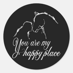 Horse You're Mine Happy Place Womens Print Themed  Classic Round Sticker