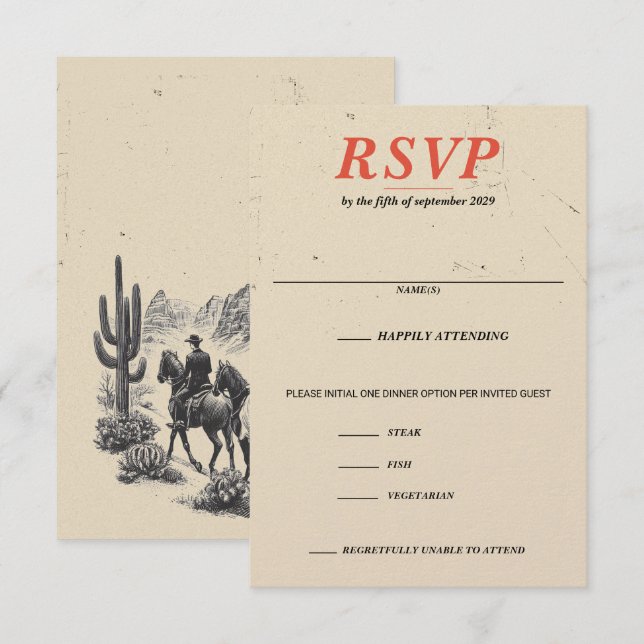 Horseback Canyon Couple Food Choices RSVP Card (Front/Back)
