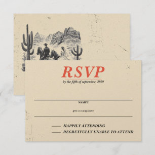 Horseback Canyon Couple RSVP Card