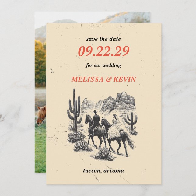 Horseback Canyon Couple Save the Date (Front/Back)