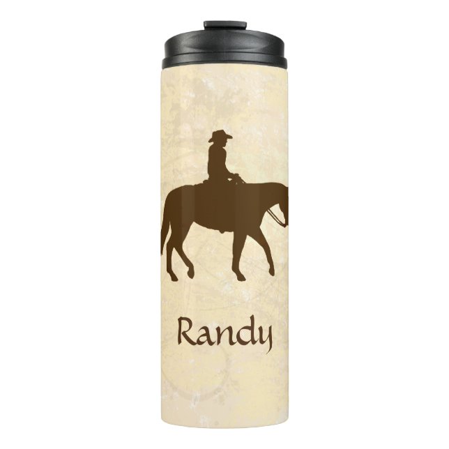 Horseback Cowboy Personalised Thermal Tumbler (Front)
