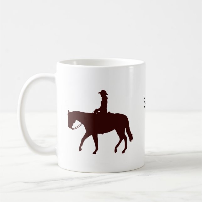 Horseback Cowgirl Personalised Coffee Mug (Left)