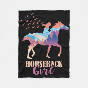 Horseback Girl Horseback Riding Horse Racing Horse Fleece Blanket