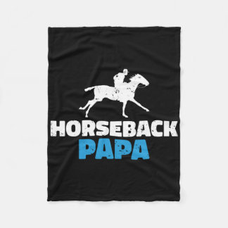 Horseback Papa Horse Riding  Fleece Blanket