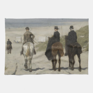 Horseback Ride along the Beach Fine Art Tea Towel