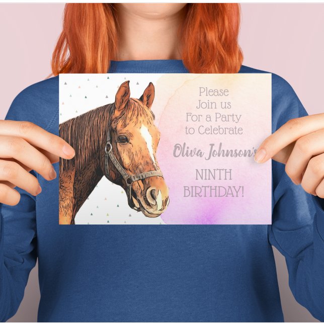 Horseback Riding Birthday Party Animal Pretty Pink Invitation (Creator Uploaded)