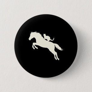 Horseback Riding Cat Silhouette For Animal Lovers 6 Cm Round Badge