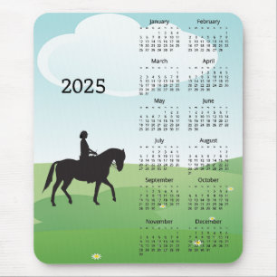 Horseback Riding Design 2025 Calendar Mouse Pad