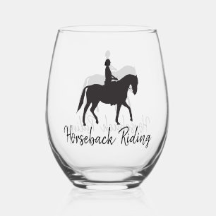 Horseback Riding Design Stemless Wine Glass