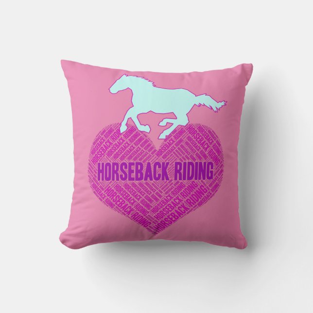 Horseback Riding Heart with Wild Pony   Cushion (Front)