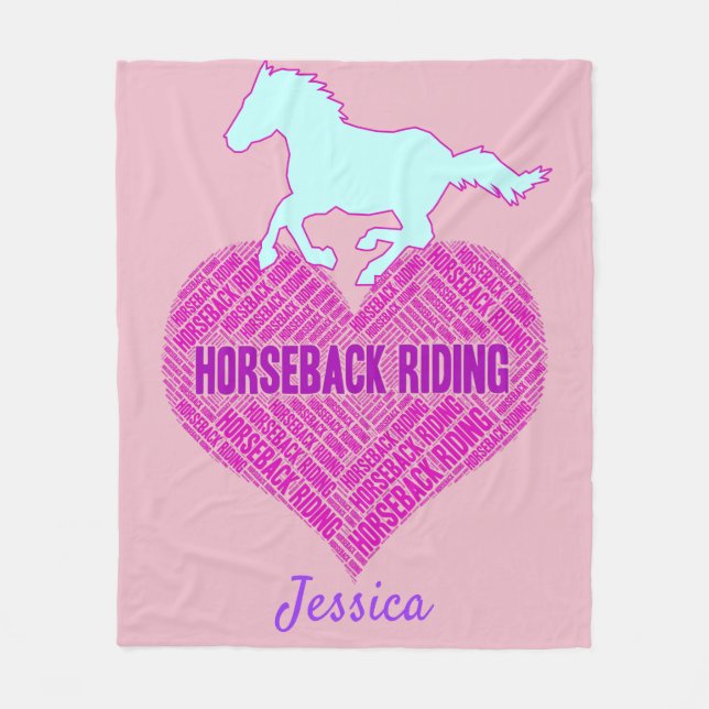 Horseback Riding Heart with Wild Pony   Fleece Blanket (Front)