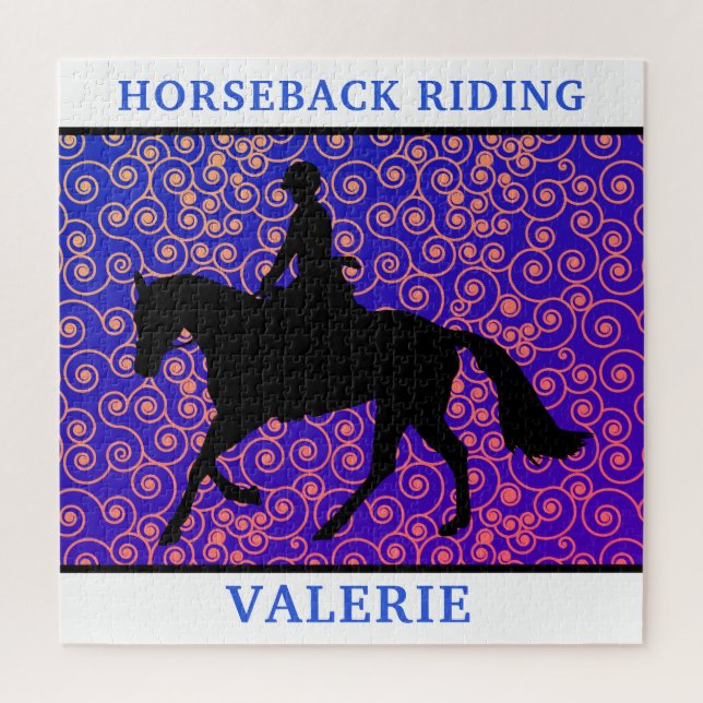 Horseback Riding Horse & Rider Swirl 676 Piece Jigsaw Puzzle (Vertical)