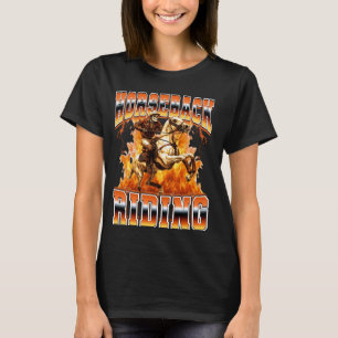 Horseback Riding Horse Riding Skeleton 90s Bootleg T-Shirt