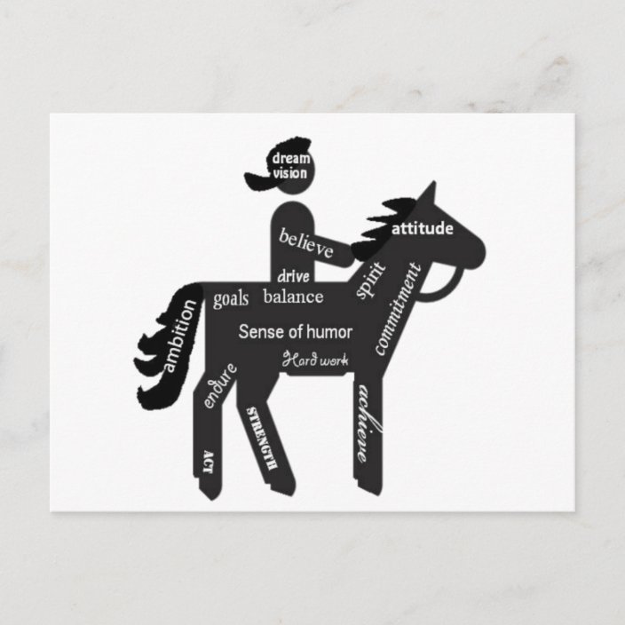 Horseback Riding, Motivational Words, Sport Postcard