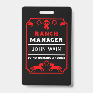 Horseback Riding Ranch Manager ID Badge