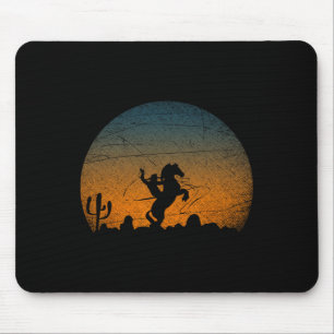 Horseback Riding Yeehaw Bull Riding Howdy Sunset C Mouse Pad