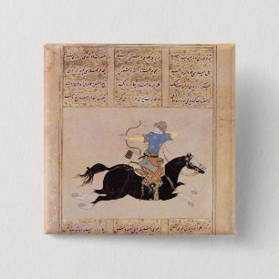 Horseman drawing his bow 15 cm square badge