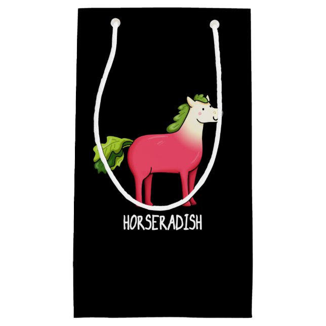 Horseradish Funny Horse Pun Dark BG Small Gift Bag (Front)