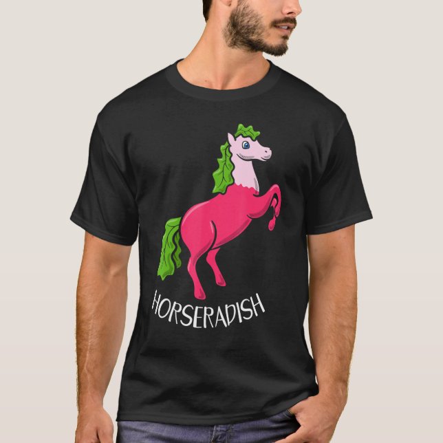 Horseradish Horse  Animal Farming Radish Vegetable T-Shirt (Front)