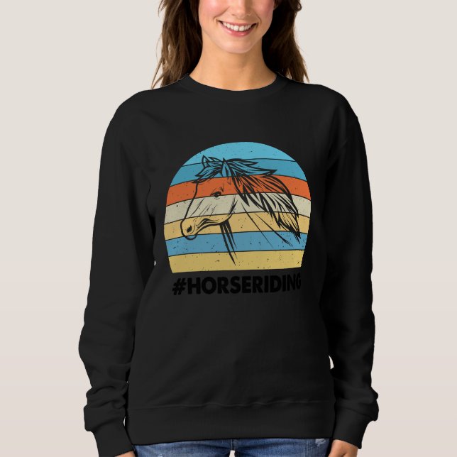 Horseriding Colorful Sunset Background Horse Anima Sweatshirt (Front)