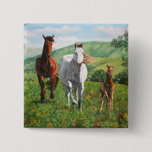 horses 15 cm square badge