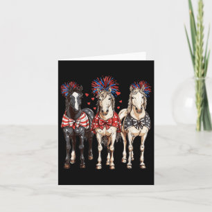 Horses 4th July Patriotic Horse American Flag Fire Card